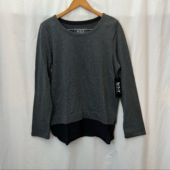 NWT Marc New York Performance Rhinestones Gray Crewneck Sweatshirt size XL * - Picture 1 of 4